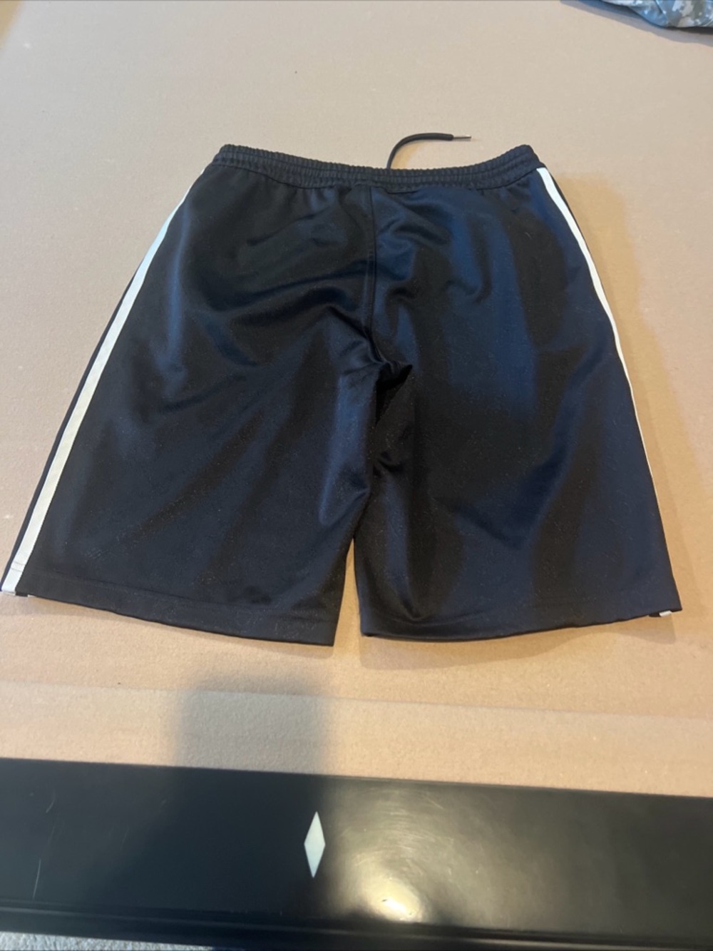 adidas Black Athletic Shorts with White 3-Stripes - Picture 2 of 3